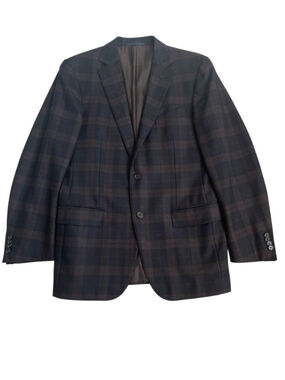 Ermenegildo Zegna Switzerland Plaid Blazer Sport Coat Mens 40R Black Brown Wool